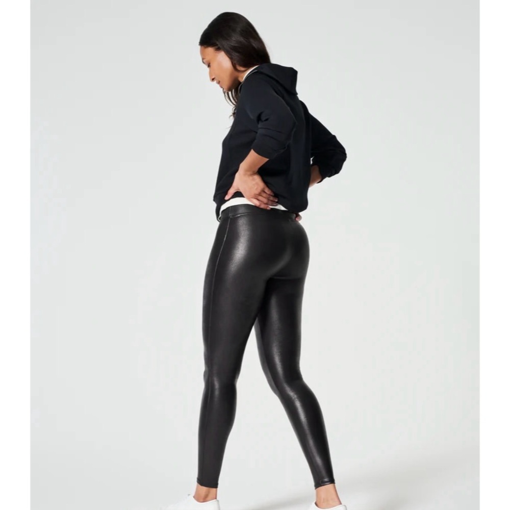 SPANX Faux Leather Leggings Women’s Medium Black - Picture 2 of 7